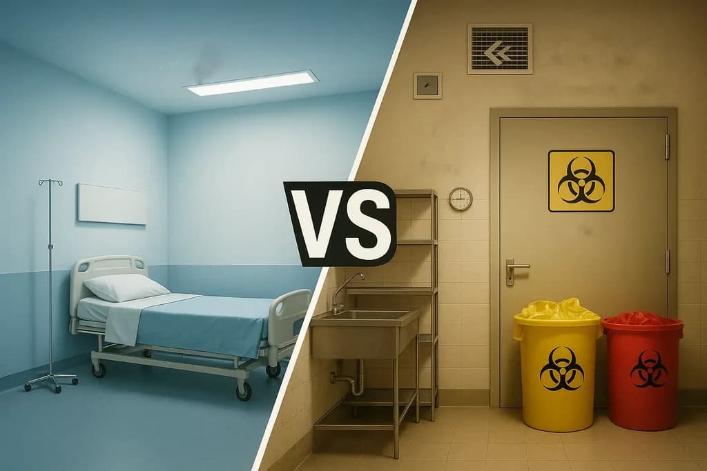 فرق اتاق تمیز بیمارستان با اتاق کثیف بیمارستان